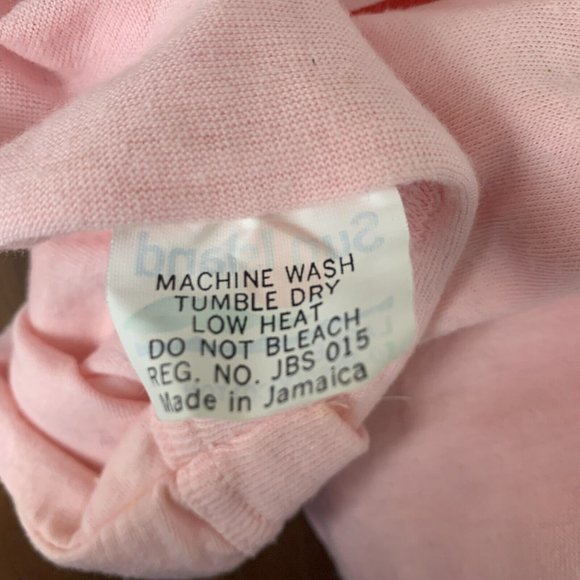 VTG Red Stripe Men's 80s Pink Beer 50-50 Spell Out Jamaica T-Shirt Sz L - Picture 4 of 10